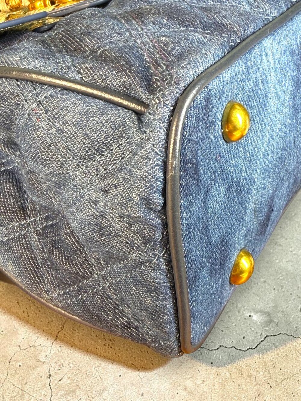 Sharif Legacy Denim and Snake Embossed Top Handle Crossbody - SAMPLE Bag - Picture 8 of 14